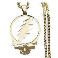 Collier Unisexe Hip Hop Streetwear en Acier Inoxydable avec Pendentif Crâne Grateful Dead et Diamants, Style Sportif Tendance, Personnalisable