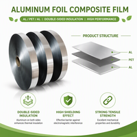 Ruban adhésif en aluminium double face flexible pour blindage EMI, ruban en Mylar AL/PET/AL durable pour l'enroulement des câbles d'alimentation BIAOPENG