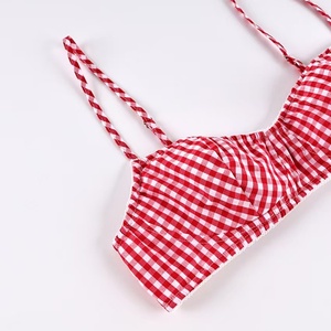 Ensemble pyjama trois pièces pour femme, motif quadrillé rouge, tendance 2026, doux, respirant et confortable, vêtements de détente - Product Image 4