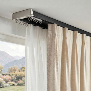 Rieles de Cortina de Aluminio ZSTARR Silent Runners, Instalación en Techo o Pared Disponible para Cortinas con Pliegues Pinzados - Product Image 1
