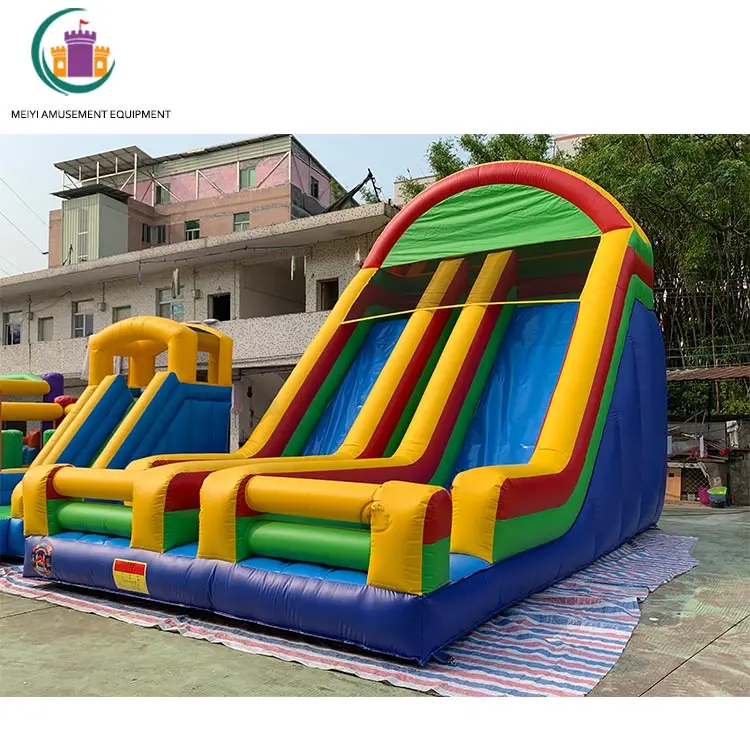 Double Lanes Inflatable Slide For Adults And Kids Commercial Inflatable Slide For Outdoor Inflatable Dry Slide For Sale