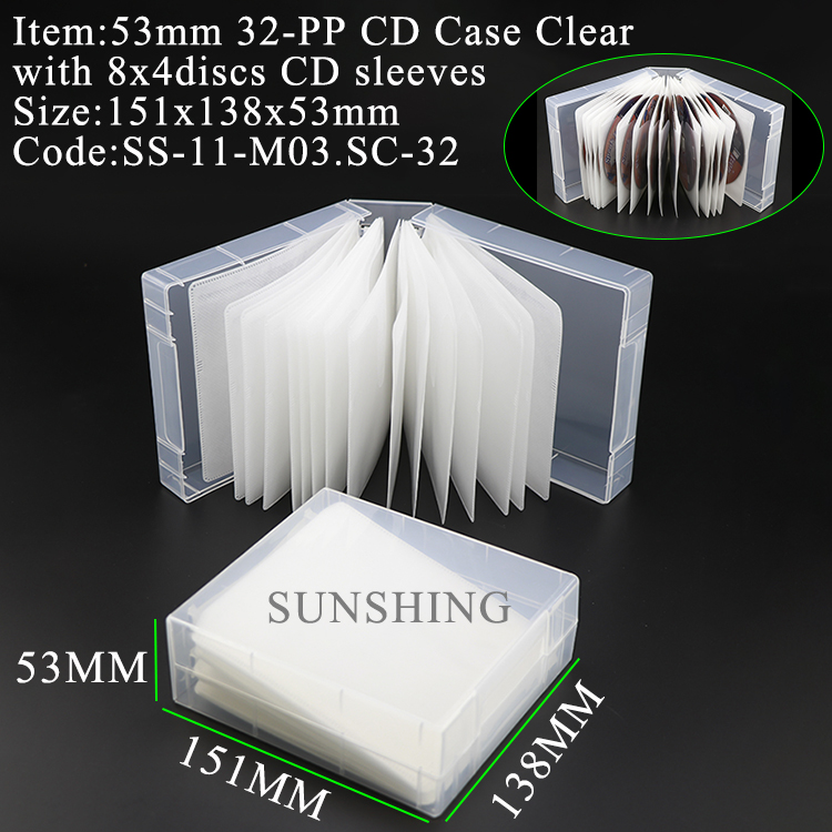 M03:53mm 32-PP CD Case Ring Binder Transparent