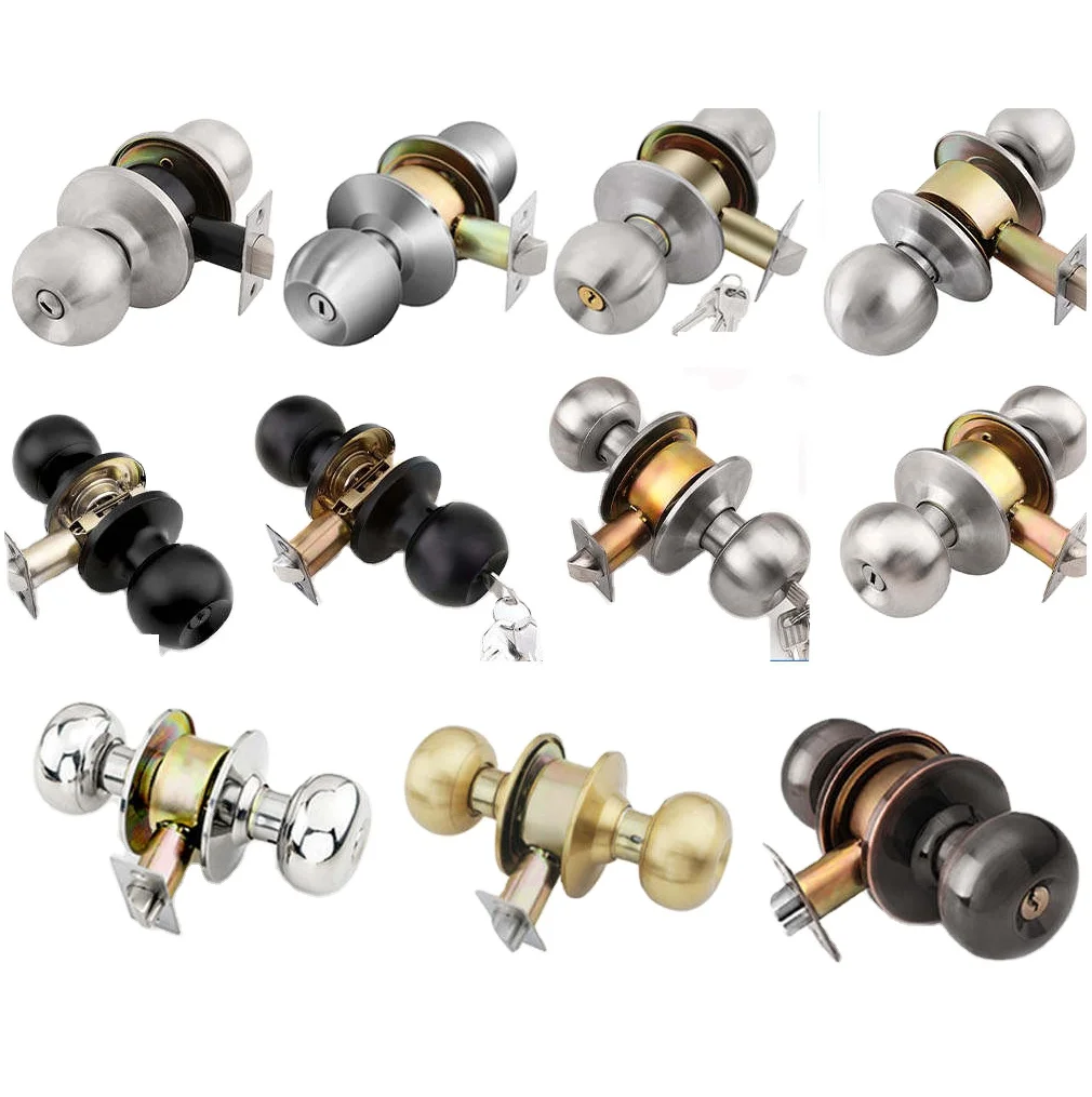 stainless steel cylindrical round knob lockset deadbolt door lock entrance privacy tubular latch cylindrical knob lock