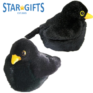 Lindo Peluche de Pájaro Negro Regordete - Pájaro de Peluche Suave con Pico Amarillo Brillante - Product Image 3
