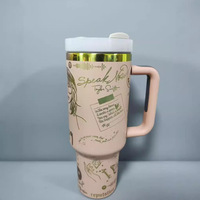 Gobelet isotherme personnalisé gravé au laser de 40 oz en acier inoxydable de qualité supérieure, tasse à café à double paroi sous vide, mug de voyage avec poignée et paille