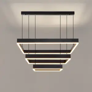 Nordic Design Pendant Lamp Hotel Pendant Light Kitchen Rectangle Hanging Lamp Living Room Hall LED Modern Chandelier