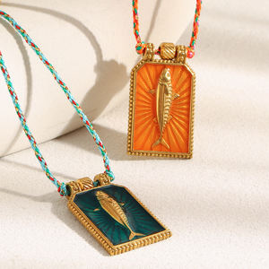 Collane di gioielli di moda in smalto da sogno per donne collana con ciondolo tarocchi gioielli in acciaio inossidabile placcato oro - Product Image 5