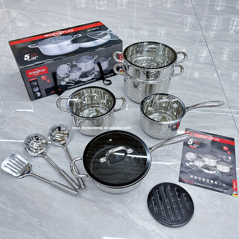 Top Quality Luxury Stainless Steel Pot Set Kitchen Non Stick 13 Pieces Cookware Sets · image 5