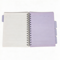 Cahier à spirales A5 avec couverture rigide en polypropylène, 4 séparateurs, 5 sujets, ligné, pour les notes scolaires des étudiants