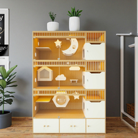 Maison pour chat en bois massif de qualité supérieure, villa de luxe pour chat avec cage en verre, enclos spacieux pour chat, mobilier pour chats d'intérieur