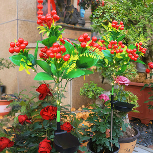 Solar Garden <b>Light</b> Red Berry Plant <b>LED</b> Outdoor Yard Decoration Water Resistant Free Standing - Product Image 1