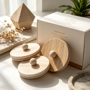 Tapa de madera de fresno personalizada con bajo MOQ, con corcho y sello de silicona para frascos de vidrio de 100 ml para velas, con grabado láser o impresión de logotipo. - Product Image 5