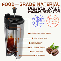 Mug de voyage à café à double paroi en acier inoxydable avec revêtement en poudre personnalisé de 450 ml avec infuseur à thé