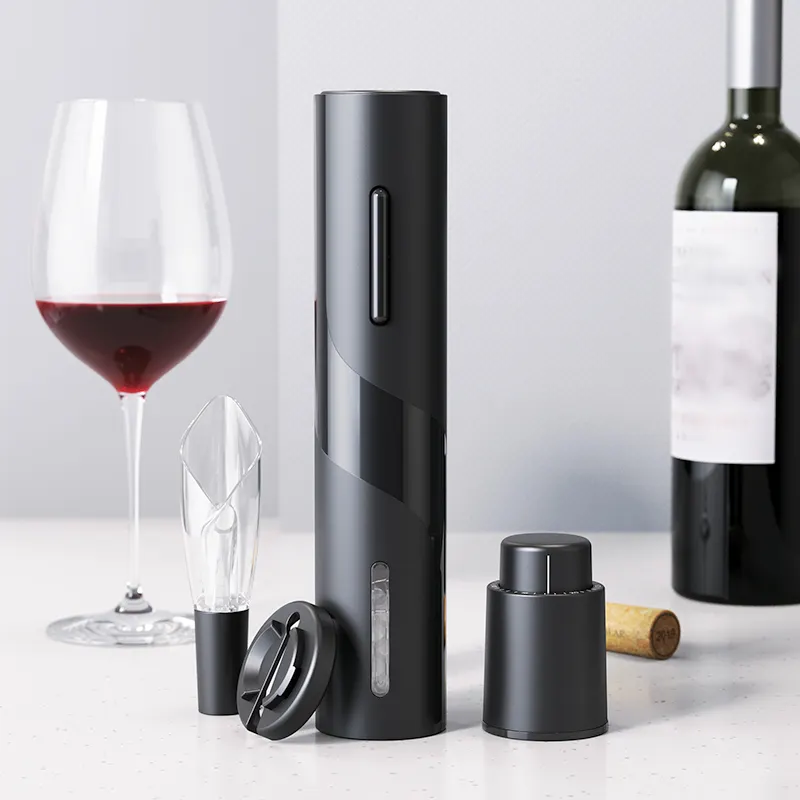 Kit de abridor de cortiça e cortador de folha para garrafas de vinho, saca-rolhas elétrico automático personalizado, conjunto de presente para abertura de vinho elétrica recarregável