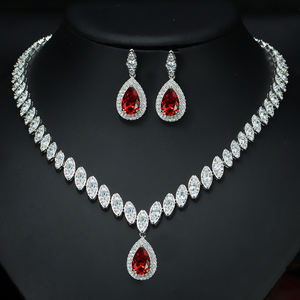 Wholesale Factory Direct Sales Luxury Two-<strong>piece</strong> Wedding <strong>Jewelry</strong> Zircon Pendant Set Necklace Earrings Accessories Wedding <strong>Jewelry</strong> - Product Image 2