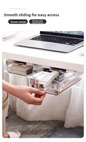 Organisateur de bureau rectangulaire moderne en plastique PC, multifonctionnel, pour outils et fournitures de bureau, boîte de rangement sous table, capacité 1-3L, charge 5kg