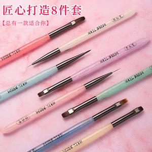 Acrylic Handle <b>Nail</b> Art Brush Nylon Liner Oval Flat UV Gel <b>Extension</b> Painting Pen for DIY Manicure - Product Image 4