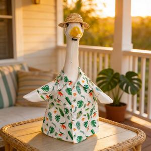 Clothes <b>Summer</b> Hawaiian Shirt Outfit for 23In Cement Goose Statue Beach Outdoor Patio Yard Lawn Art <b>Decoration</b> - Product Image 1