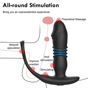 Vibratore anale in Silicone che spinge lo stimolatore della prostata massaggiatore ritardare l'eiaculazione anello di blocco anale Butt Plug giocattoli del sesso dildo per gli uomini