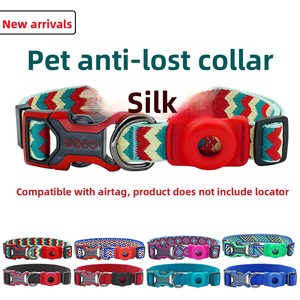 Nuevo <span class=keywords><strong>Collar</strong></span> para Perro con Funda de Silicona para Apple Airtag, Antipérdida, con Posicionamiento, de Nailon Puro, Estilo Instagram, con Diseño de Rayas - Product Image 2