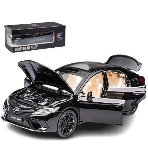 Diecast model cars 1:24 Toyota Camry with sound and light pullback Wheels Movable decorate ornament metal car model toys car