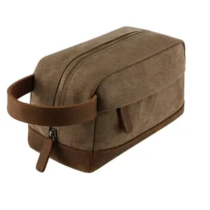 Custom Eco Friendly Algodão Orgânico Canvas Zipper Embalagem Bolsa Toiletry Bag Canvas Travel Maquiagem Cosmetic Bag