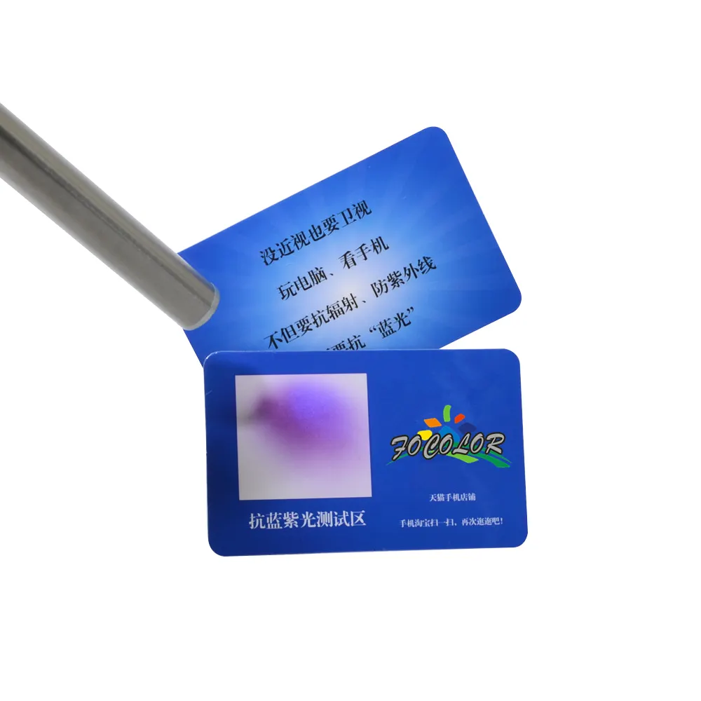 OEM özel tasarım PP Anti-mavi ışık rengi değişen Test kağıdı kartı