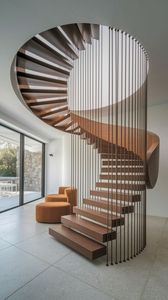 Scala ad Arco Moderna con Ringhiera in Alluminio e Materiali in Acciaio Zincato/Legno per Uso Interno in Villa - Durevole ed Ecologica - Product Image 2