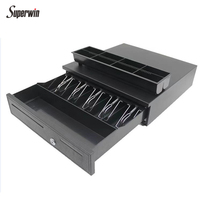 SuperWin LAS-410 Hochleistungs-POS-Kassenschublade aus 405 Stahl mit USB und verstellbarem 5/8-Fach-Einsatz für den Einzelhandel und Kassenbereich