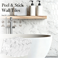 Autocollants muraux 3D à motif marbre chevrons, faciles à installer, parfaits pour crédence de cuisine, carreaux autocollants à peler et coller