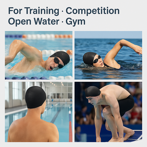 Casques souples 3D pour la réduction de la résistance, bonnet de bain professionnel en silicone pour l'entraînement et la compétition, piscine, triathlon, eau libre - Product Image 6