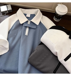 Polo Shirt American Retro High Street Polo Neck Short Sleeved T-shirt 100% Cotton - Product Image 3