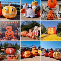 Ensemble de citrouilles gonflables géantes personnalisées pour Halloween avec chapeau de sorcière et fantôme en tissu PVC imperméable pour la décoration de fête en plein air