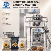 Machine d'emballage industrielle à collier pour sachets à soufflet arrière pour graines de tournesol, arachides, noix, céréales, ligne de pesage et d'emballage, Maquina