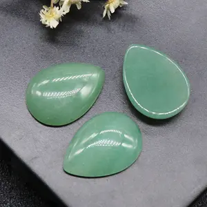 DIY kaliteli doğal yeşil aventurin taş oyma taş Cabochon fit kolye yüzük yapma kristal cips