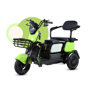 Triciclo Eléctrico para Adultos, Scooter de 3 Ruedas para Pasajeros con Asiento y Cesta, Color Verde Lima, Carrocería Abierta - Product Image 1