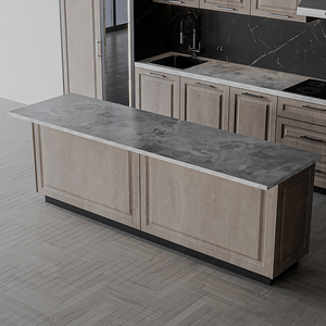 Ensemble complet de cuisine moderne avec îlot intelligent, série de placards de cuisine en placage de bois sur mesure, design de cuisine modulaire - Product Image 4