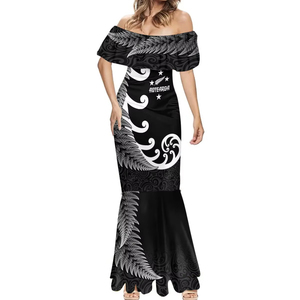 Abito Lungo Personalizzato Stile Rugby Neozelandese con Motivo Sirena e Ferula d'Argento Maori - Product Image 3