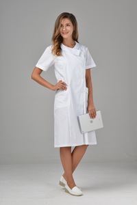 Elegante Camice Bianco da Medico con Design del Colletto Speciale, Alta Qualità Personalizzabile in Cotone Popeline, Maniche Corte e Lunghe per Donne - Product Image 5