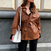 Veste en Faux cuir souple pour femmes, Design coupe-vent d'hiver, robe coréenne de luxe élégante manteau décontracté pour dames