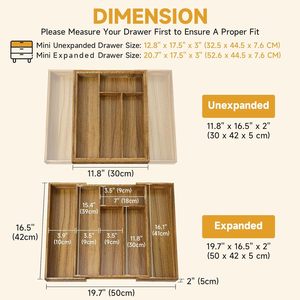 Wooden Drawer Organizer 50x42x5cm Expandable Storage <b>Box</b> For Cutlery Silverware Kitchen Drawers - Product Image 1