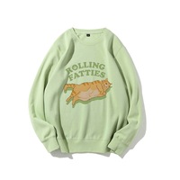 Sweat-shirts à col rond en coton mélangé, impression personnalisée, chat mignon, vêtements de travail, prix bas, 300 GSM, 10 couleurs