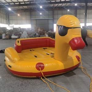 Grand canard gonflable jaune avec sièges, style pirate, radeau de fête <span class=keywords><strong>pour</strong></span> piscine, lac et plage - Product Image 1