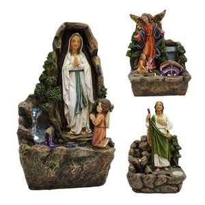 <span class=keywords><strong>Fontaine</strong></span> d'eau LED <span class=keywords><strong>Marie</strong></span> - Décoration religieuse catholique en résine artisanale pour table avec cascade apaisante pour l'autel et la méditation à la maison - Product Image 1