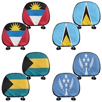 Housse de repose-tête de voiture imprimée drapeau national, lot de 2, housse de protection universelle en polyester pour repose-tête, décorations pour l'intérieur du véhicule