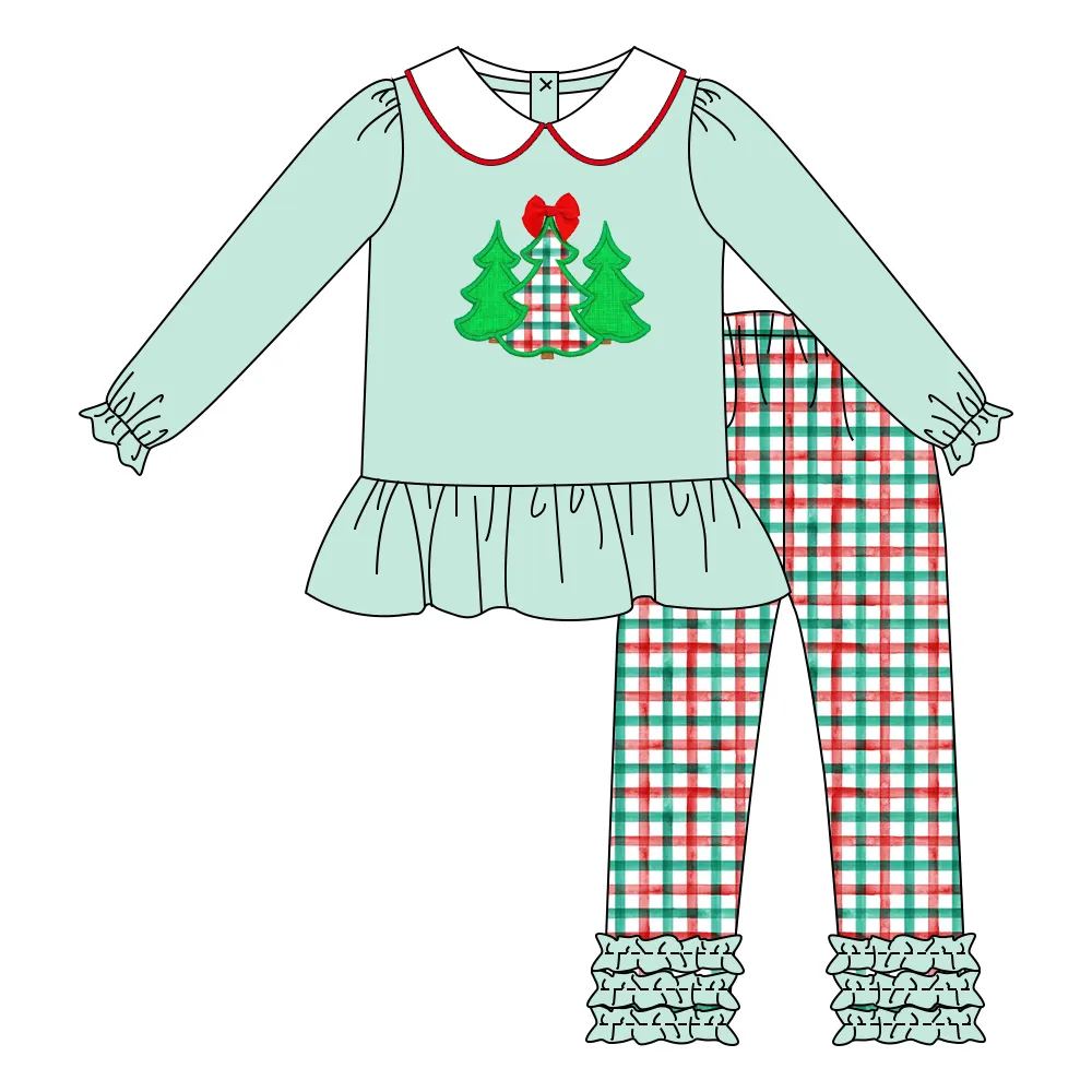 new christmas festival style Baby Girls Clothes ruffle long pants winter clothes for kids
