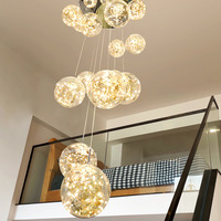 Suspension moderne à LED en spirale, boule de cristal, lustre suspendu pour le salon, villa, loft, salle à manger, cuisine