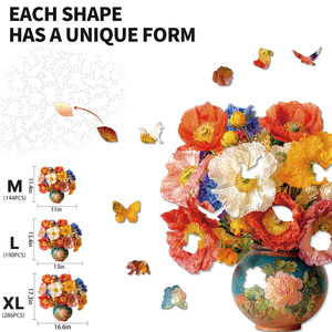 Puzzle de fleurs de coquelicot colorées, taille S/M/L, coins ondulés, jouet éducatif en carton, 101 à 500 pièces, imprimé en couleur, pour tous les âges - Product Image 1