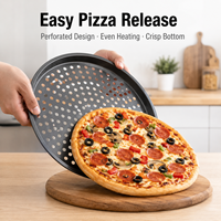 Panci Pizza Baja Karbon 32cm Terlaris, Loyang Panggang Anti Lengket Berlubang, Mudah Dilepas, Kulit Pizza Renyah, Aman untuk Mesin Cuci Piring, Langsung dari Pabrik