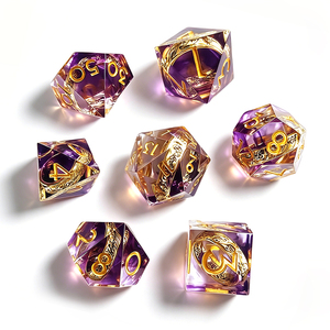 Dés polyédriques en résine de luxe avec lettres de l'alphabet |   <span class=keywords><strong>Jeu</strong></span> de dés à 7 pièces, écologiques, durables, à noyau liquide, pour jeux de table DND <span class=keywords><strong>RPG</strong></span> - Product Image 2